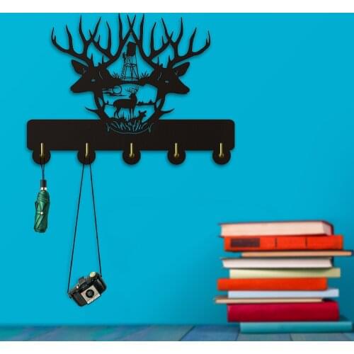 Deer Antlers Wall Coat Hook Household Decor Wildllife Animal Modern Wooden Wall Hook Deer Hunting Wall Hanger Hunter Gift