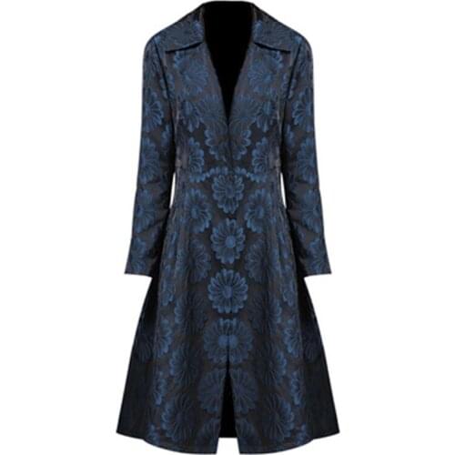 New Spring Autumn Vintage Womens Windbreaker Print Slim Trendy Lady Overcoat Plus Size Female Long Jackets Trench Coat Woman