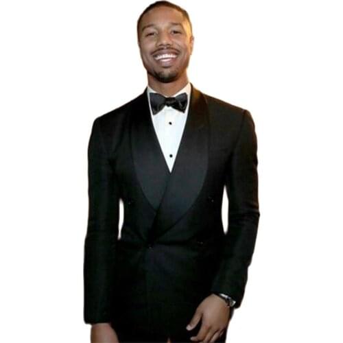 New Men’s Suit Smolking Noivo Terno Slim Fit Easculino Evening Suits For Men White Tuxedos Jacket Black Lapel Groom Bridegroom