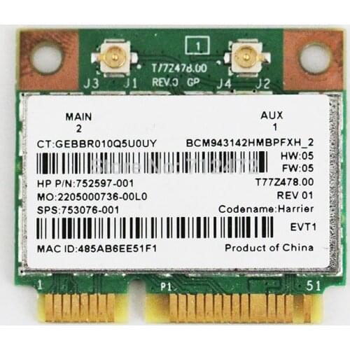 SSEA Original NEW Original Wireless card Wifi + 4.0 Bluetooth for Broadcom BCM943142HM Mini PCI-E Card for HP sps 753076-001