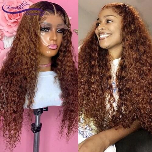 Ombre Blonde Curly 180% Glueless Lace Front Human Hair Wigs 13x4 Lace Front Wig Brown Brazilian Lace Wig Dream Beauty