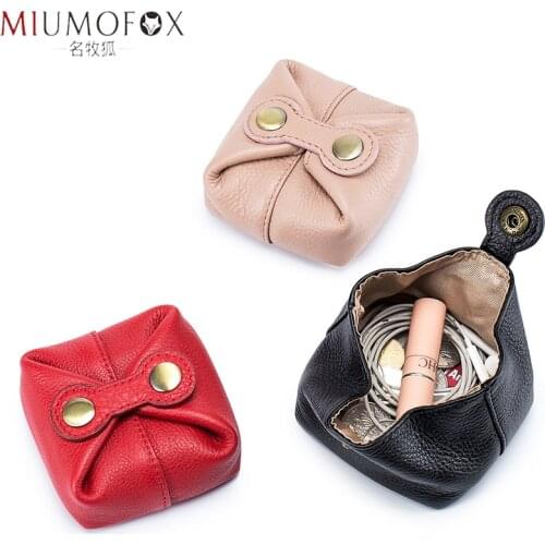 Simple Coin Purse Men Women Genuine Leather Casual Small Coin Wallets Brand Change Pocket Earphone Organizer Pouch Cool Wallet
