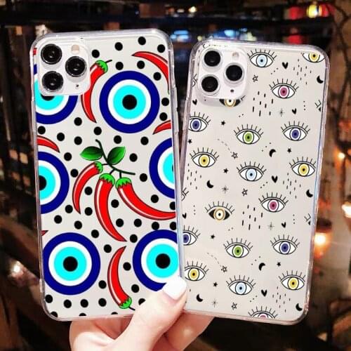 Luxury Eye Blue Evil Eye Print Clear Soft Silicone Phone Cover case For iPhone 12pro 11Pro Max 12mini XR X XS MAX 7 8 Plus