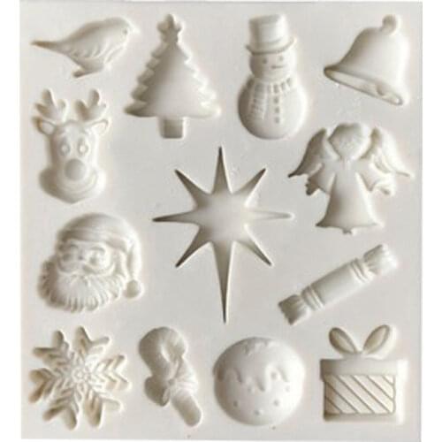 Christmas Mould Snowflake Santa Claus Trees Snowman Deer Fondant Candle Chocolate Moulds Sugar Craft Decorating Tools