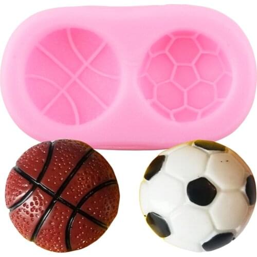 Football Basketball Silicone Molds DIY Cupcake Topper Candy Polymer Clay Chocolate Gumpaste Mould Fondant Cake Decorating Tools