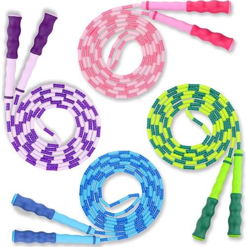 2.8m Jumping Rope Kids Adjustable Length Skipping Rope Beaded Jump Ropes Home Gym Children Sports Primary Senior High School