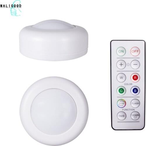 Led Cabinet Light 16 color Remote Control Wireless Dimmable RGB LED Night Lamps AAA Battery Light for Closet Kitchen Stair decor