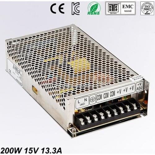 Universal15V13.3A 200W Regulated Switching Power Supply Transformer100-240V AC to DC For LED Strip Light Lighting CNC CCTV MOTOR