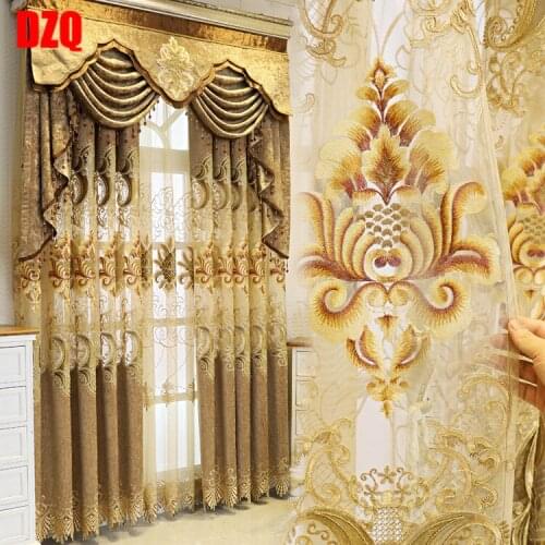 High-end Curtain European Style Shading Chenille Embroidery Luxury Finished Product Curtains for Living Dining Room Bedroom