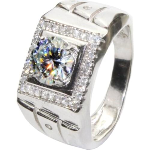 CoLife Jewelry 925 Silver Moissanite Ring for Man 1 Ct IF Grade Moissanite Man Ring Fashion Man Jewelry Free Jewelry Box