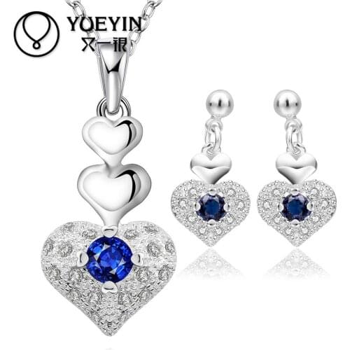 Womens silver plated jewelry set big Crystal wedding jewelry S772 New Design Anniversary