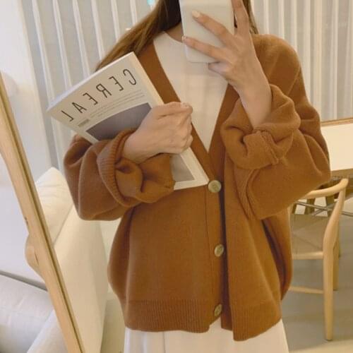 Women Cardigans Sweaters Winter V-Neck Buttons Knitted Cardigan Ladies Harajuku Fashionable Vintage Knitwears Women Sweater