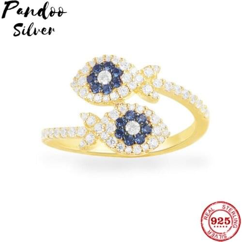 Fashion Charm Sterling Silver Copy 1:1 Replica,Yellow Silver Ete Lucky Fish Open Ring Women 2021 Jewelry Gift With Logo