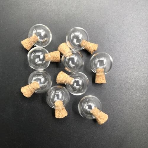 10pcs 14mm Mini Lightbulb Glass Globe bubble round ball with hole DIY hollow glass orb vial pendant glass bottle necklace jewely