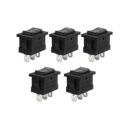 10 Pcs SPDT Black Button On/On Rocker Switch AC 6A/250V 10A/125V