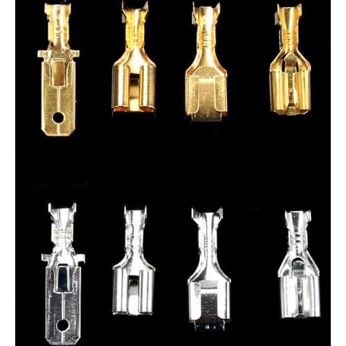 100Pcs/lot 6.3mm Crimp terminal Connectors Automotive Connector Male Female Spade Terminal For 1.5-2.5mm2