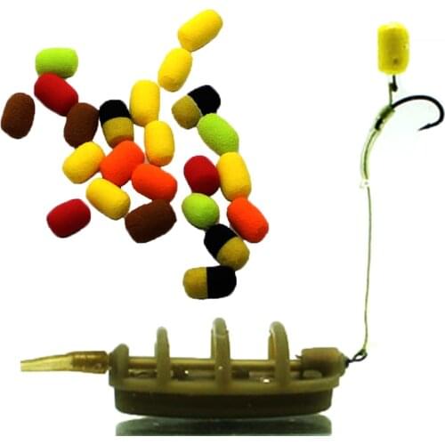 20PCS Carp Fishing Method Feeder Fishing Tools Carp Feeder Fishing Twin Color Foam Baits Black&Yellow Fishing Tackle Accessories