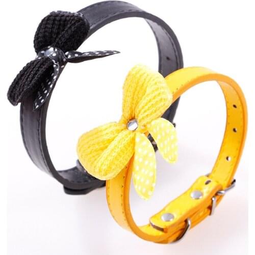 2020 Pet Dog Collars Strong PU Leather Dog Cat Collar Fashion Cute Butterfly Tie Dog Chihuahua Use Adjustable Pet Product Candy