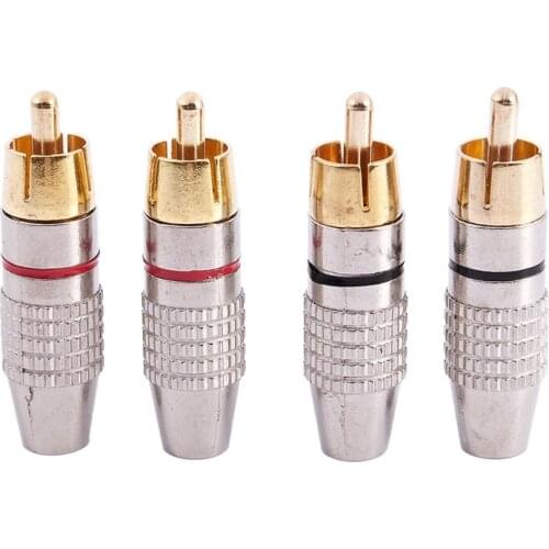 4 x RCA Male Plug Non Solder Audio Video Locking Adapter Connector