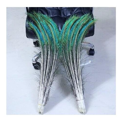 50Pcs/Lot Peacock Sword Feather Natural Green Iridescent 58-68cm Left Right Side FREE SHIPPING