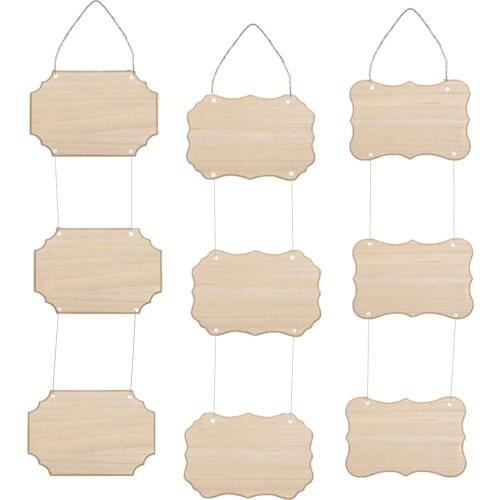 3Pcs Nature Blank Wood Plaque For Hanging Sign DIY Wooden Message Board Painting