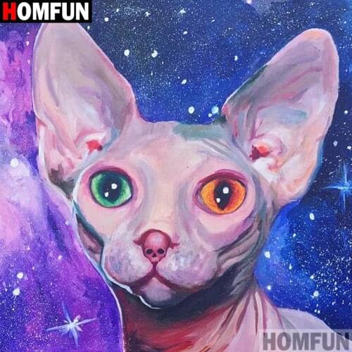 Homfun Full Square/Round Drill 5D DIY Diamond Painting "Animal cat" 3D Embroidery Cross Stitch Home Decor Gift A13199