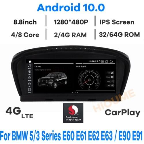 8.8" Qualcomm Snapdragon Android 10 Car Multimedia Player GPS Radio for BMW 5 Series E60 E61 E62 E63 3 series E90 E91 CCC CIC