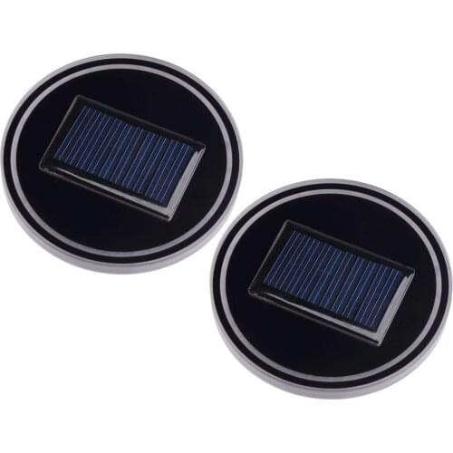 Beler 2Pcs LED Solar Cup Pad Drink Coaster Light Interior Atmosphere Lamp for Universal Vehicles Acrylic Car Decoration