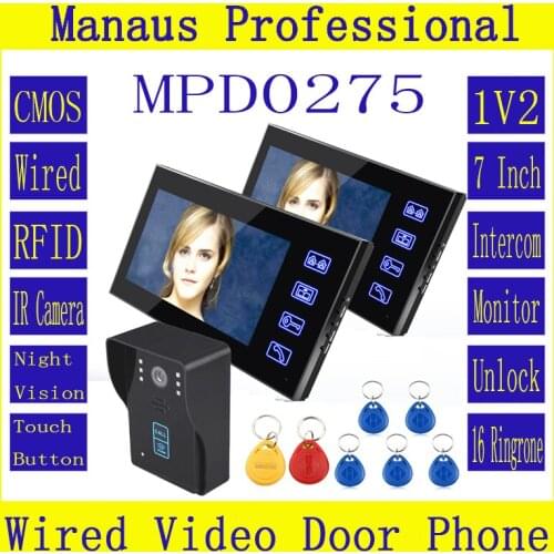 Complimentary 125KHz RFID Cards! 7" Screen Video DoorPhone Intercom Doorbell Remote Unlock NightVision 1V2 Security System D275b