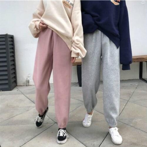 Pants Women Warm Loose Thicken Harem Trousers Simple Korean Vintage Unisex Velvet High Quality Womens Pant Students All-match