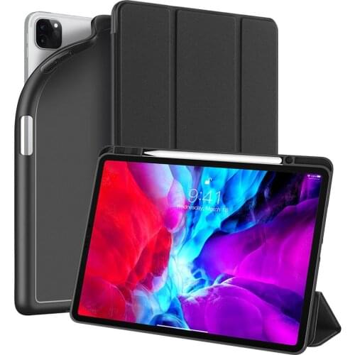 For ipad pro 12.9 2020 PU Leather +TPU Bottom Shell Pen Holder Leather Cover