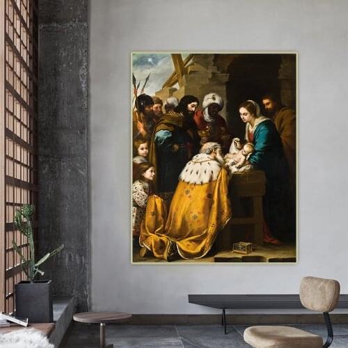 Citon Murillo《Adoration of the Magi》Canvas Art Oil Painting Artwork Poster Picture The Wall Background Decorations Home Decor