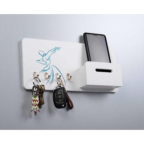 Woodcraft Whirling Dervish Figured White Key Hanger Robe Hook Wall Hanger