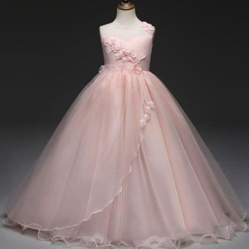 Flower Girl Dress Long Dress for Wedding Gown Solid Pink Purple White Appliques Graduation Gown Dress Vestido Largo Violeta Boda