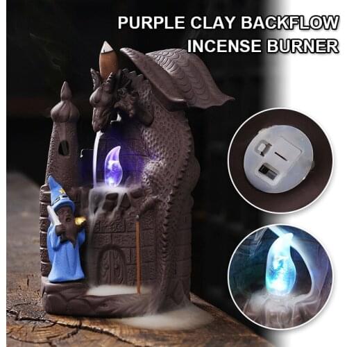 Dragons and Wizard Backflow Incense Burners Holder Aromatherapy Ornament Craftwork Figurine For Home Decor