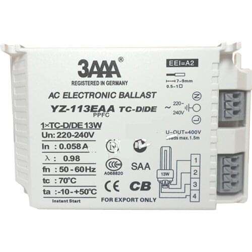 3AAA YZ-113EAA YZ-213EAA TC-D/DE 13W YZ-126EAA YZ-226EAA TC-T/TC-TE 26W YZ-132EAA PLC-T TC-TE AC PPFC Electronic Ballasts