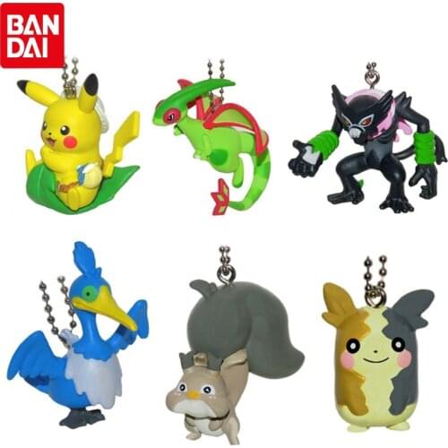 Bandai Genuine Gacha Pokemon Anime Theater Version COCO Keychain Pikachu Morpeko Flygon Skwovet Zarude Action Figure Toys