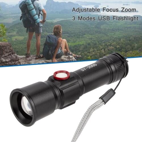 XML-2 Flashlight Adjustable Focus Zoom 3 Modes USB Flashlight For cycling climbing camping and outdoor activities LED Flashlight