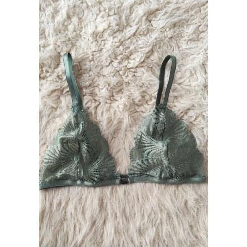 LOOK FOR YOUR WONDERFUL NIGHTS WITH ITS STUNNING ELEGANT LINGERIE Womens Green Capless Lace Front Clip-on Bralet FREE SHIPPING