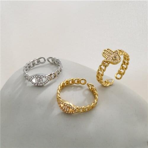 HECHENG,Classic Parm Eyes CZ Twist Wrapped Zircon Open Ring,Fashion Women Jewelry Simple Elegant Wholesale