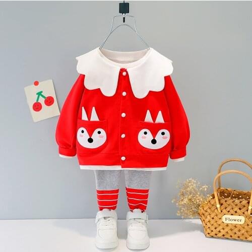 Inafnt Newborn Girls Clothing Sets 2021 Autumn Baby Girls Clothes Fox Coat + Jeans 2Pcs/set Kids Children Costume