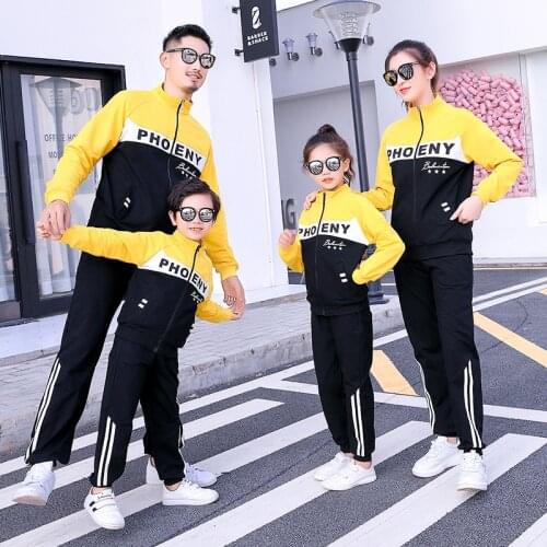 Family Matching Clothes Spring Autumn Mum Daughter Dad Son Casual Sports Suit Coat and Pants Family Look Couple Matching Outfits