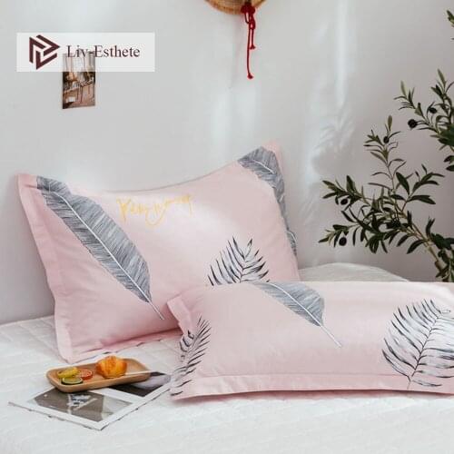 Liv-Esthete 100% Cotton Cartoon Pillowcase Wholesale Decorative Floral Flower Pillow Case Cover Bedding For Women Men 48x74cm