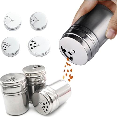 Salt Sugar Bottle Rotating Cover Stainless Steel Seasoning Jar Multi-Purpose Spice Dispenser Pepper Shaker Kitchen Supplies