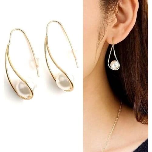 Trend Pearl Long Earrings Female Simple Temperament Pearl Wedding Pendant Earrings Fashion Korean Jewelry Earrings