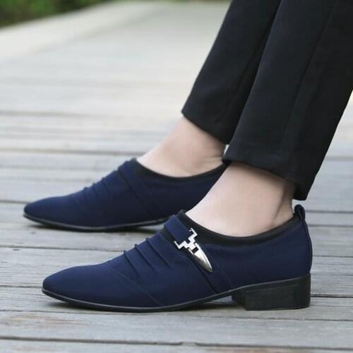 Men Classic Business Shoes Man Dress Shoes Fashion Korea Pointed Toe Lace-Up Formal Wedding Shoes Men Black canvas 2021 New