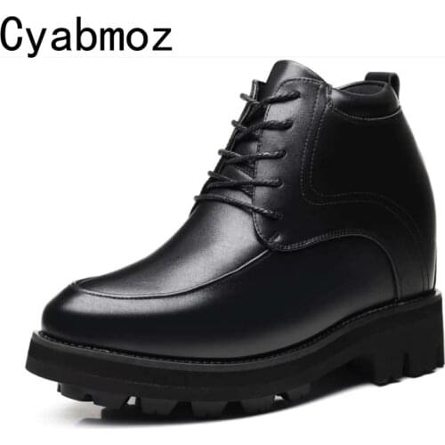 Super High Elevator Shoes Black Lace-up Young Male Shoe 15 CM Height Increase Hombre Casual Shoes Oxfords Men Thick Sole