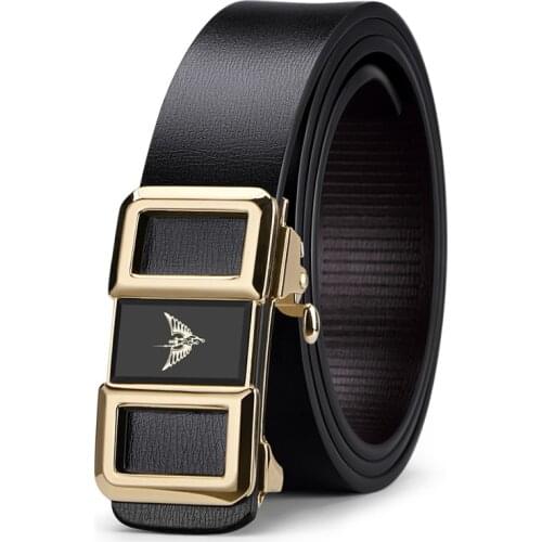 WILLIAMPOLO Fashion Genuine Leather Belt For Men Automatically Buckle Mens Belt Luxury Design Dress Belts PL20805-07P