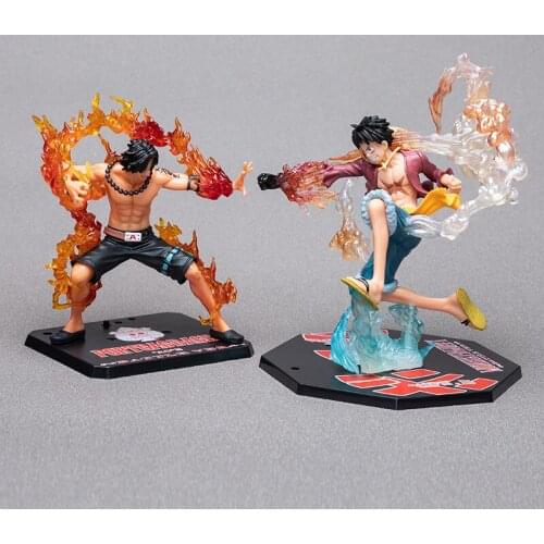 2 One Piece Garage Kit Fighting Version Portgas D Ace Monkey D. Luffy Action Figure Model Doll Car Cake Decoration with Box