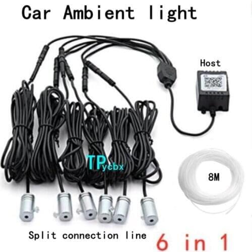 Car Atmosphere Lights EL Neon Wire Strip Light RGB Multiple Modes App Sound Control Auto Interior Decorative Ambient Neon Lamp